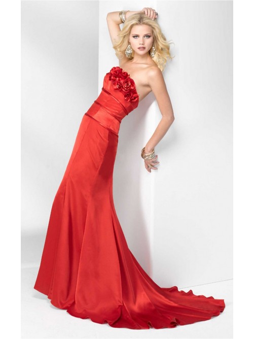 Mariage - Charming Red Sheath Floor-length Strapless Dress