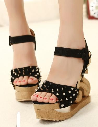Mariage - Fashion Style Low Heels Shoes Sandals Yellow SD0502
