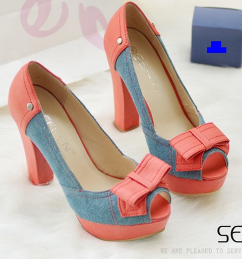 زفاف - Korean Style Cusp Thick Heels Shoes Apricot Apricot PM0031