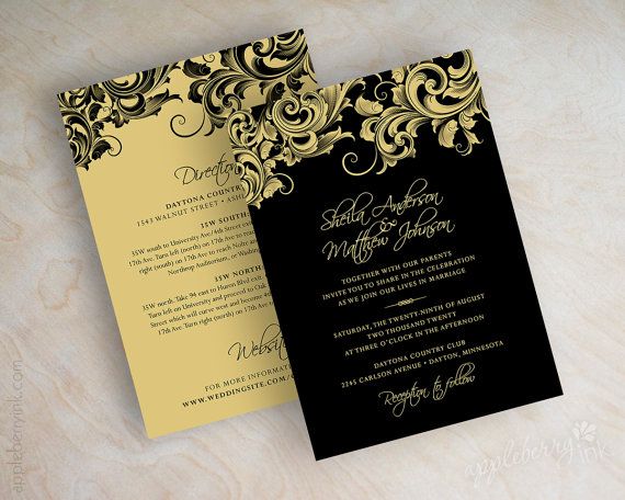 Hochzeit - Einladung Papier Gold