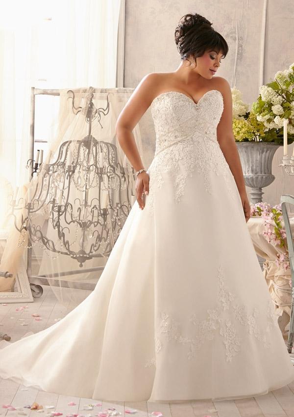 Wedding - Venice Lace Appliqués On Organza Combined With Crystal Beaded Embroidery Wedding Dresses(HM0205)