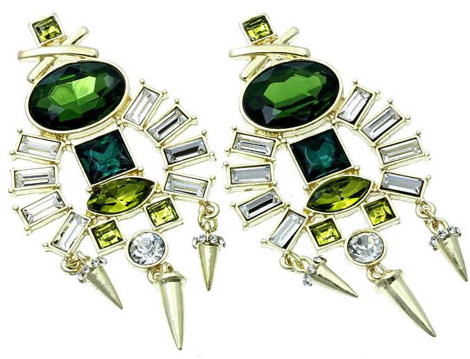 Wedding - deco spike earrings (emerald)
