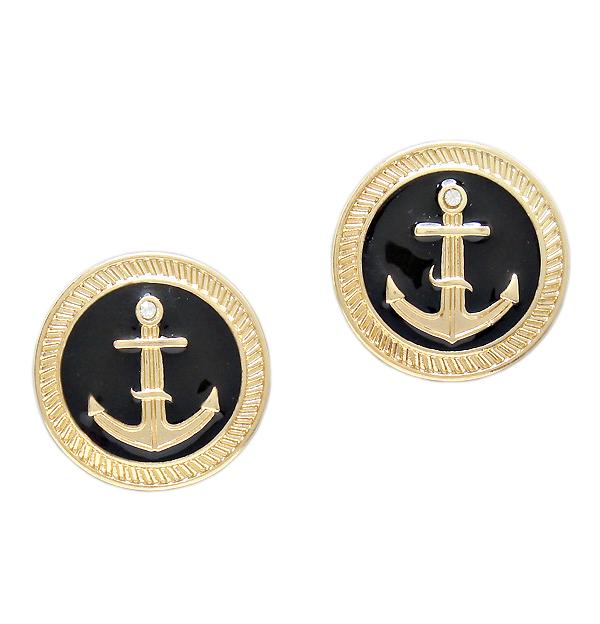 Mariage - black & gold anchor studs