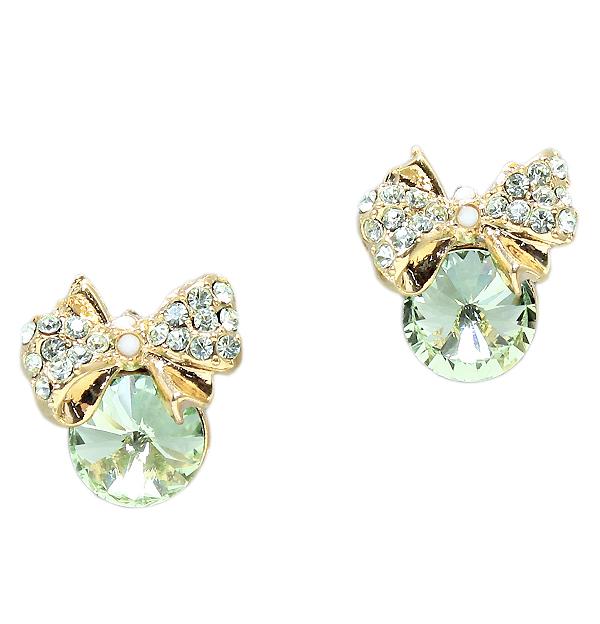 Mariage - mint bow & crystal studs