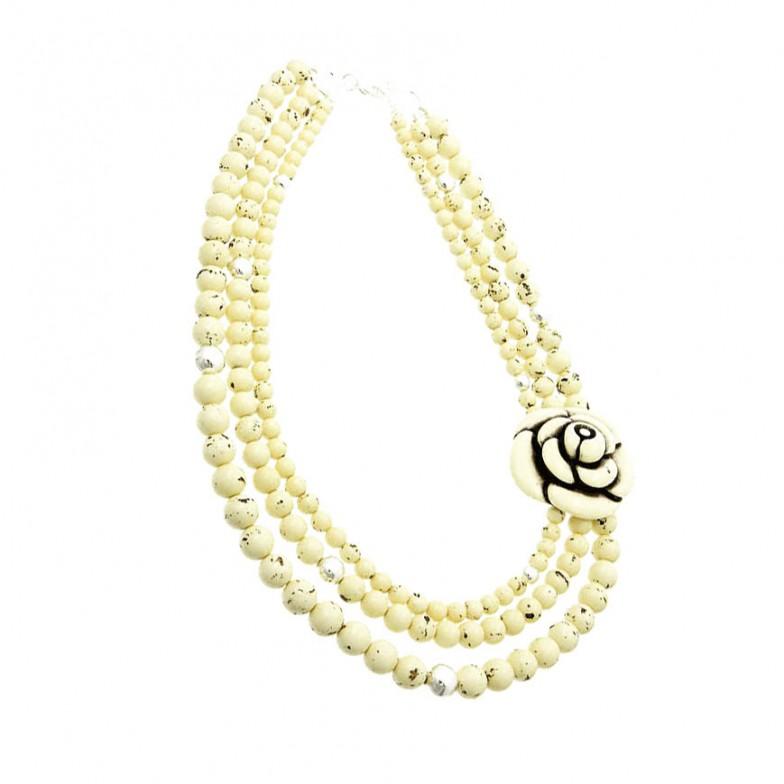 زفاف - vintage ivory rose necklace