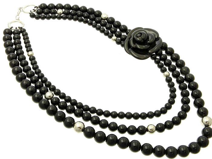 Mariage - vintage noir rose necklace