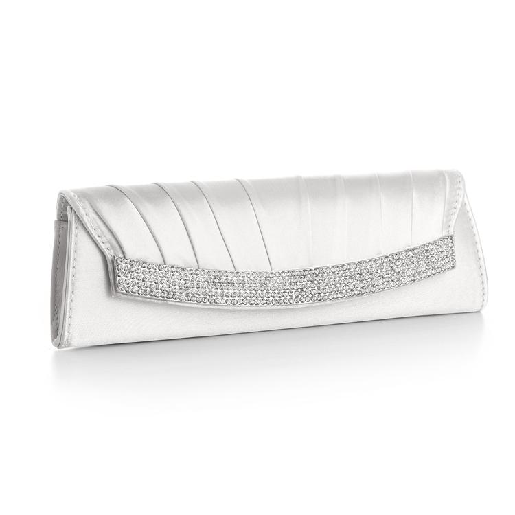 Mariage - Oyster Satin Bag with Inlaid Crystals