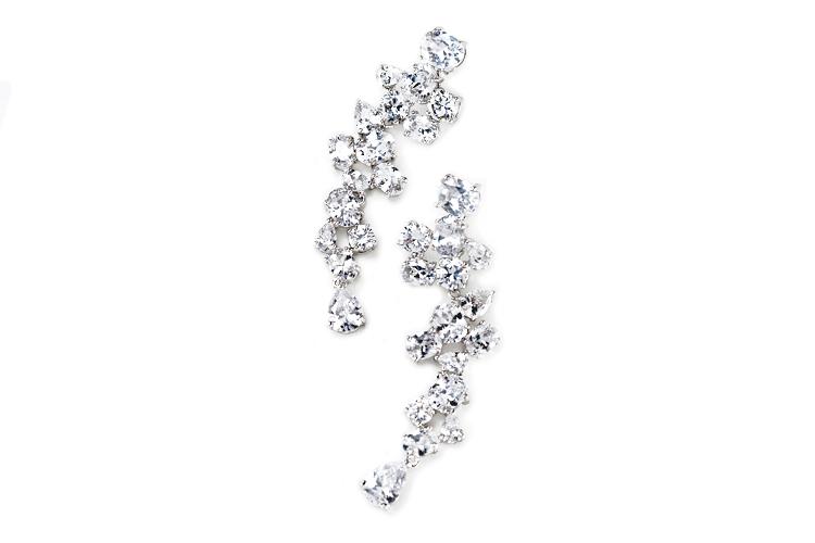 Wedding - Multi shape cz clustered dangle earrings