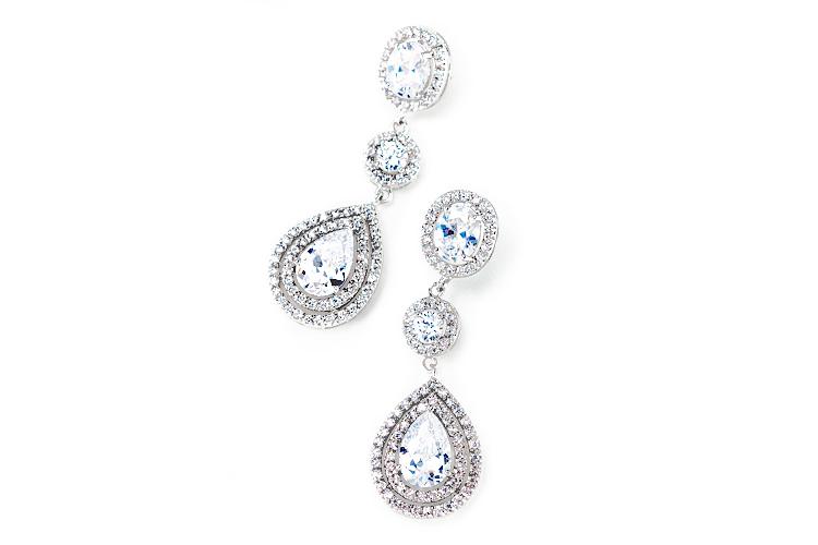 Hochzeit - Pave encircled pear drop earring