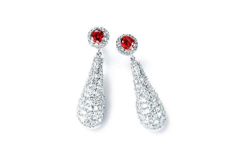 زفاف - Ruby & pavé dangle earring