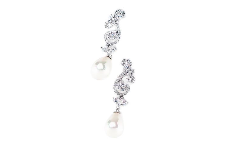زفاف - Swirling drop pearl earring
