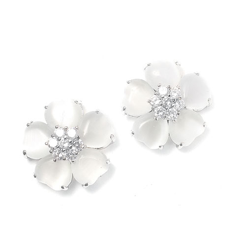 Mariage - White Stone Earrings