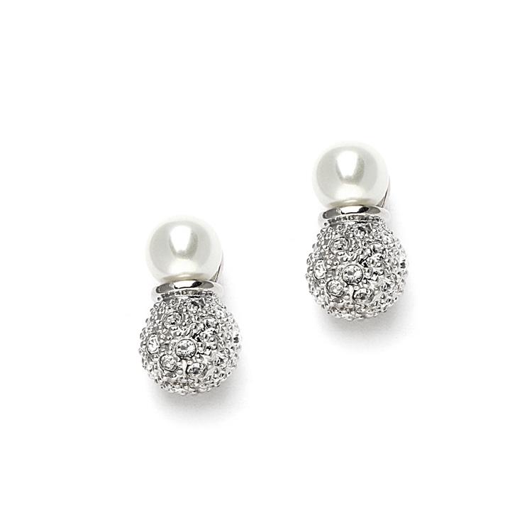 Wedding - Pearl & Pave Earrings