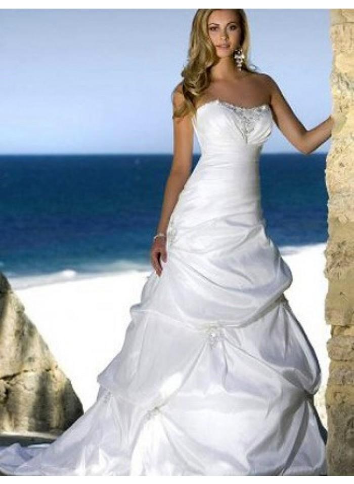 Hochzeit - A-line Sweetheart Ruching Sweep Train Taffeta Wedding Dresses WE0114