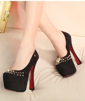 Wedding - Hot Sale Style Rivet Embellished Waterproof Fish Mouh Hight Heel Pump Red Red PM0555