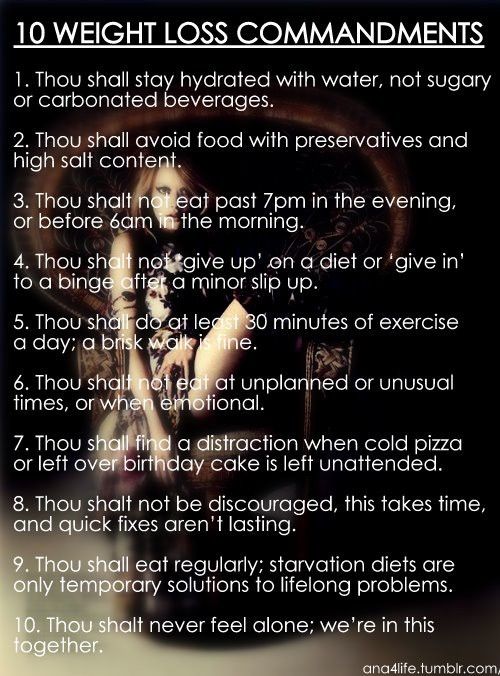 10 Commandments For Weight Loss