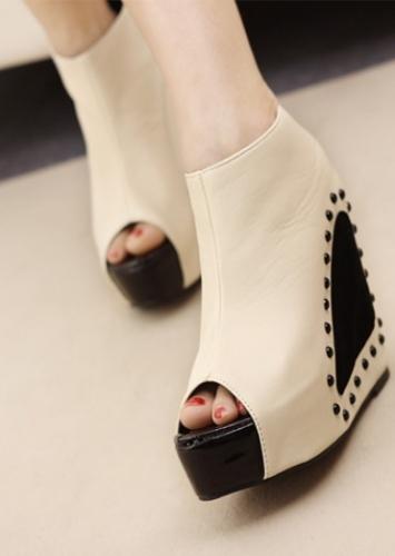 Mariage - Sweet Style Shoes Thick Heel Wedge Brown W0062