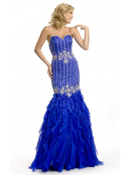 زفاف - Royal Blue Mermaid Floor-length Sweetheart Dress