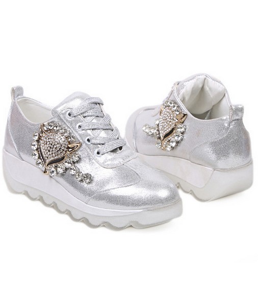زفاف - Casual Style Thick Heels Sport Shoes Wedge Gray Gray SK0012