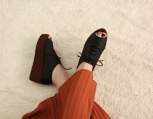 زفاف - Casual Style Color Block Thick Heels Platform White PF0135