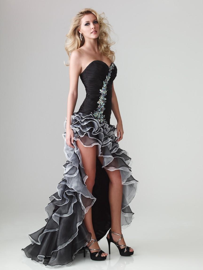 زفاف - Free Shipping Hi-low Pleats Organza Prom Dress