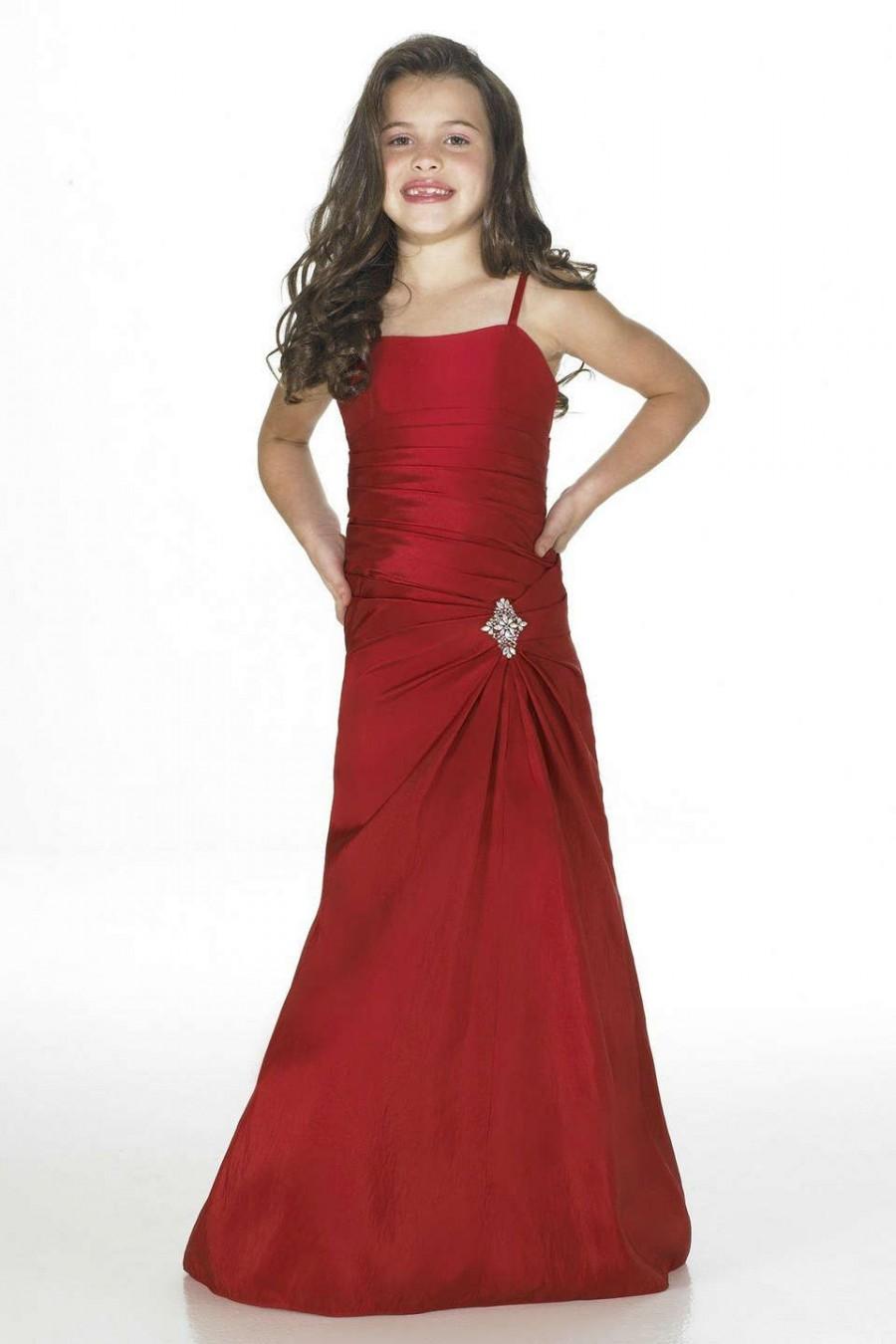 Hochzeit - Column Satin Red Flower Girl Dress 2013