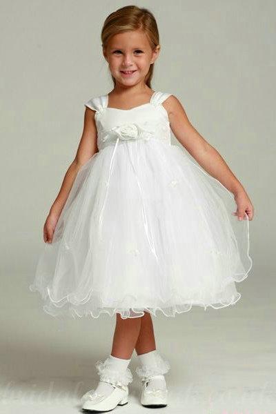 Свадьба - Organza Sash Square A Line Tea Length Cute Formal Junior Dressses
