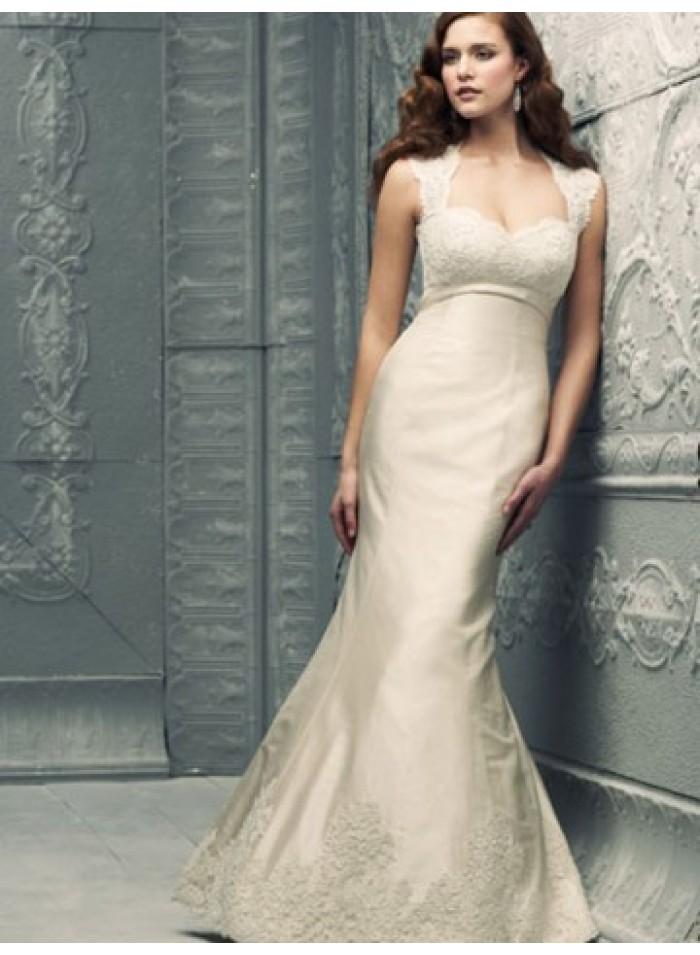 Hochzeit - Mermaid Spaghetti Straps Sweetheart Applique Brush Train Satin Wedding Dresses WE3991