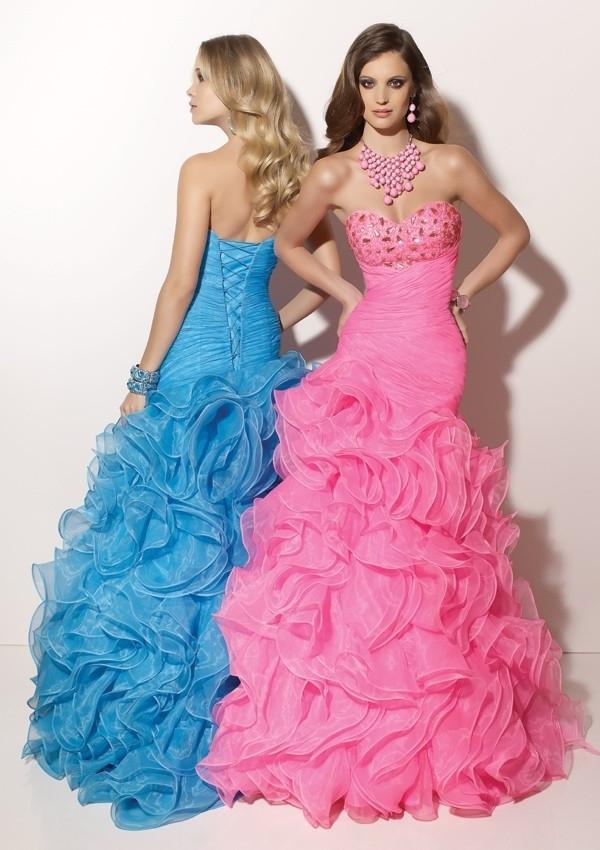 زفاف - Ice Pink Ruffled A-line Sweetheart Organza Prom Dress PD1073