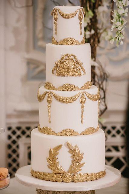 Wedding - White & Gold Wedding Cakes