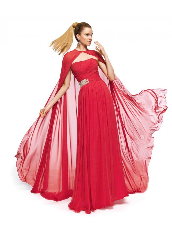 Mariage - A-line Strapless Ruching Floor Length Chiffon Bridesmaid Dresses with Cloak WE0106