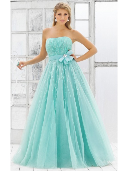 Hochzeit - Attractive Blue Ball Gown Floor-length Strapless Dress