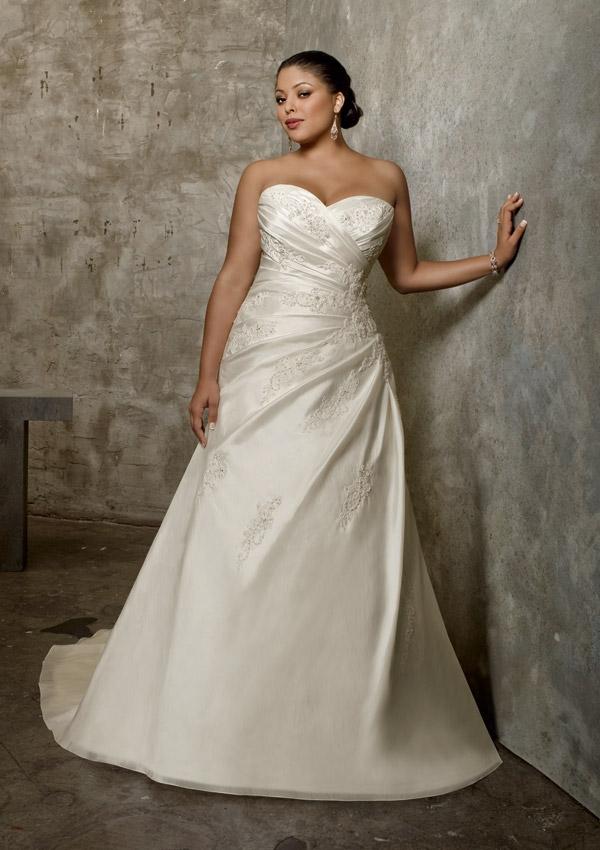 Mariage - Luxe Taffeta With Lace Appliques Wedding Dresses(HM0238)