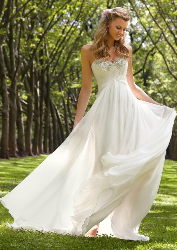 Mariage - Diamante Beading On Delicate Chiffon Wedding Dresses(HM0259)