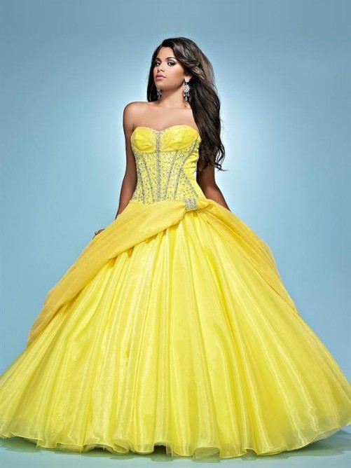 Mariage - Ball Gown Sweetheart Beading Sleeveless Floor-length Organza Quinceanera Dresses