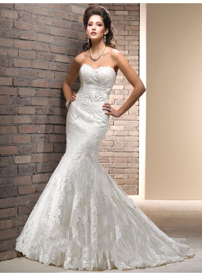 زفاف - Mermaid Sweetheart Empire Sheath Lace Wedding Dresses WE2688