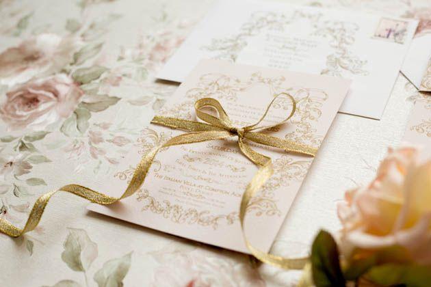 Hochzeit - Einladung Papier Gold