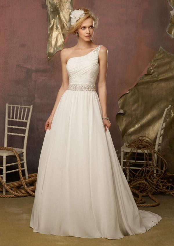 Hochzeit - Crystal Beaded Whisper Chiffon Wedding Dresses(HM0273)