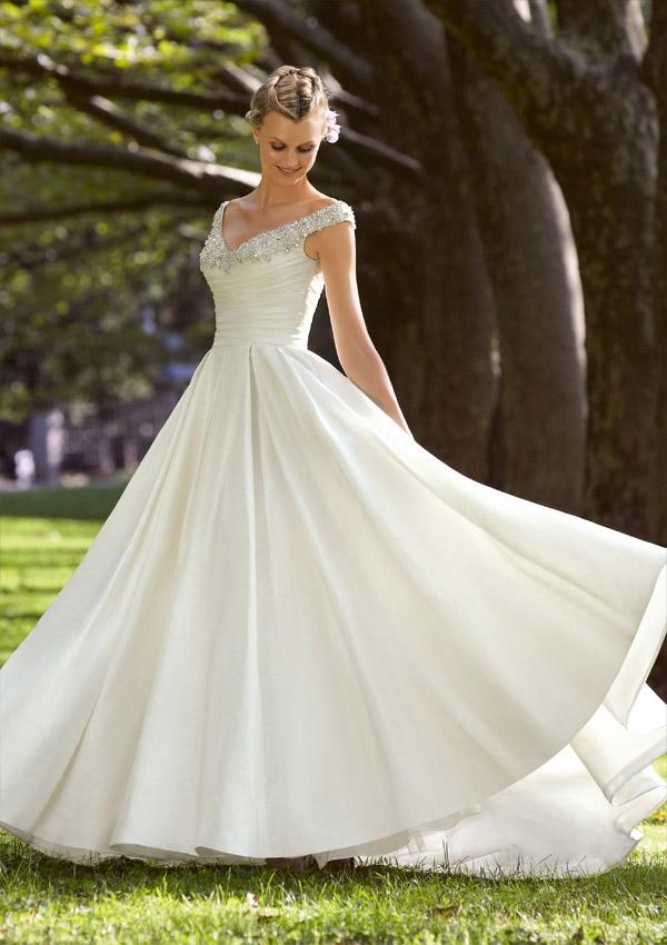 زفاف - Crystal Beaded Embroidery On Luxe Taffeta Wedding Dresses(HM0267)