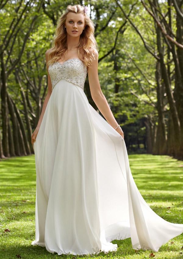 Hochzeit - Crystal Beaded Embroidery On Delicate Chiffon Wedding Dresses(HM0264)
