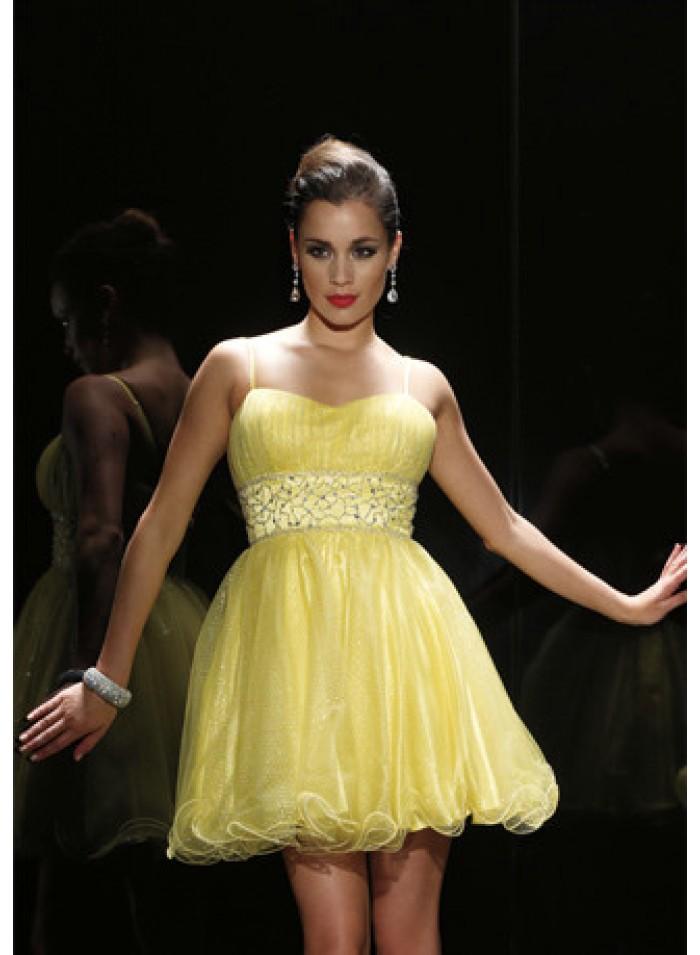 زفاف - Spaghetti Ruffle strap Ball Gown Princess Sweetheart Empire Crystal belt Mini Wedding Dresses WE1038