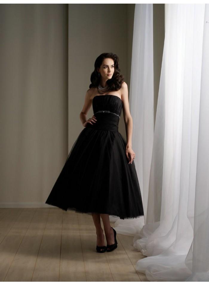 Mariage - Ruffle Ball Gown Princess Empire Crystal belt Tea-length Wedding Dresses WE1036