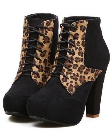 Mariage - Fashion Style High Heels Shoes Short Boot Black BT0665