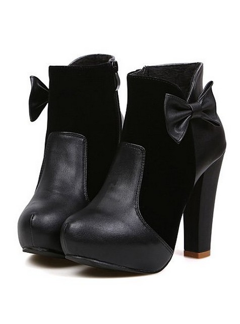 زفاف - Fashion Style High Heels Shoes Short Boot Black BT0664