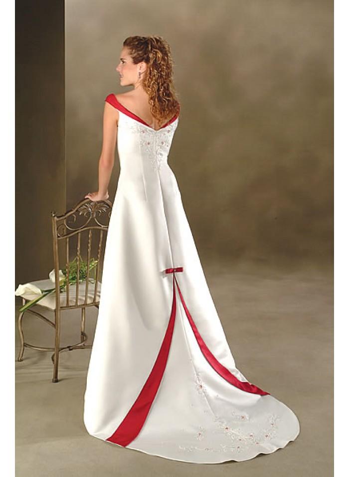 Свадьба - A-line V-neck Spaghetti strap Empire Sweep-train Floor-length Wedding Dresses WE1629