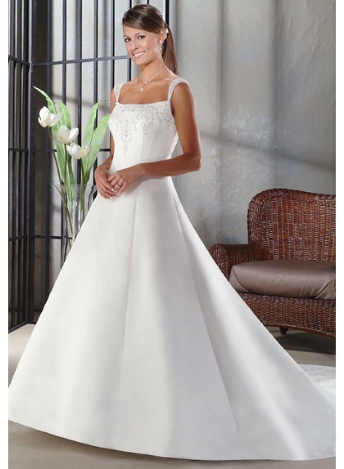 زفاف - A-line out-off-shoulder Empire Sweep-train Floor-length Wedding Dresses WE1627