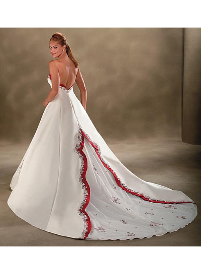 Hochzeit - A-line Sweetheart Spaghetti strap Ball Gown Empire Sweep-train Floor-length Wedding Dresses WE1639