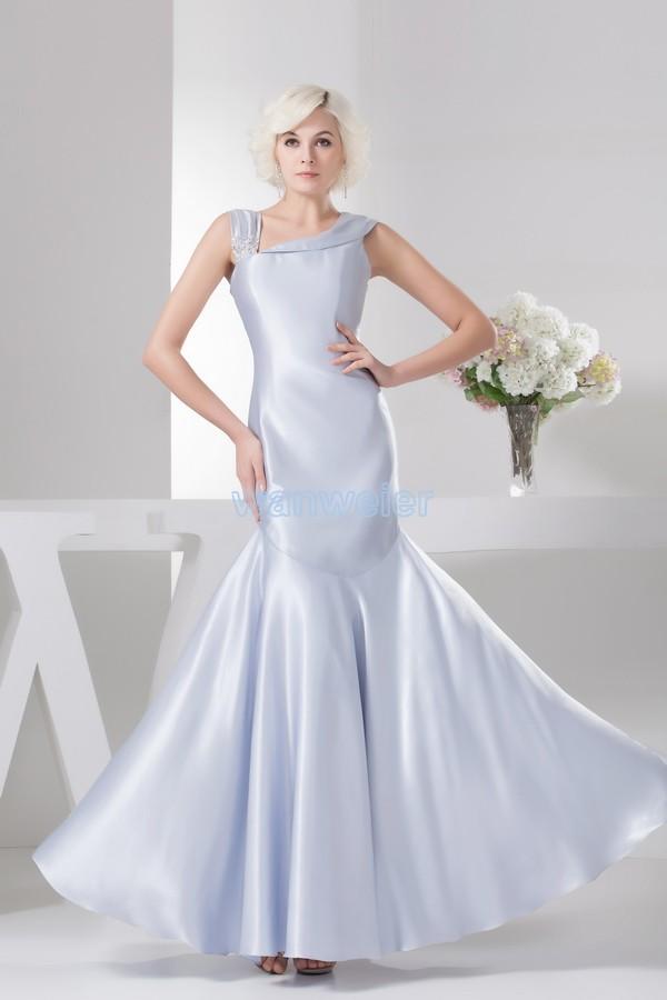 Wedding - Find Your Mermaid Ankle Length Oblique White Satin Prom Dress With Appliquess(Zj6752) Here ,Wanweier Prom Dresses - A perfect moment for you.