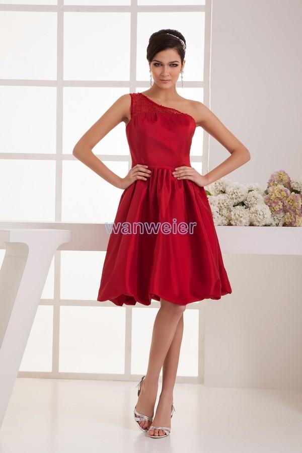زفاف - Find Your Mini Oblique Sheath Red Chiffon Knee-length Prom Dress With Shirring And Lace Details(Zj6840 ) Here ,Wanweier Prom Dresses - A perfect moment for you.