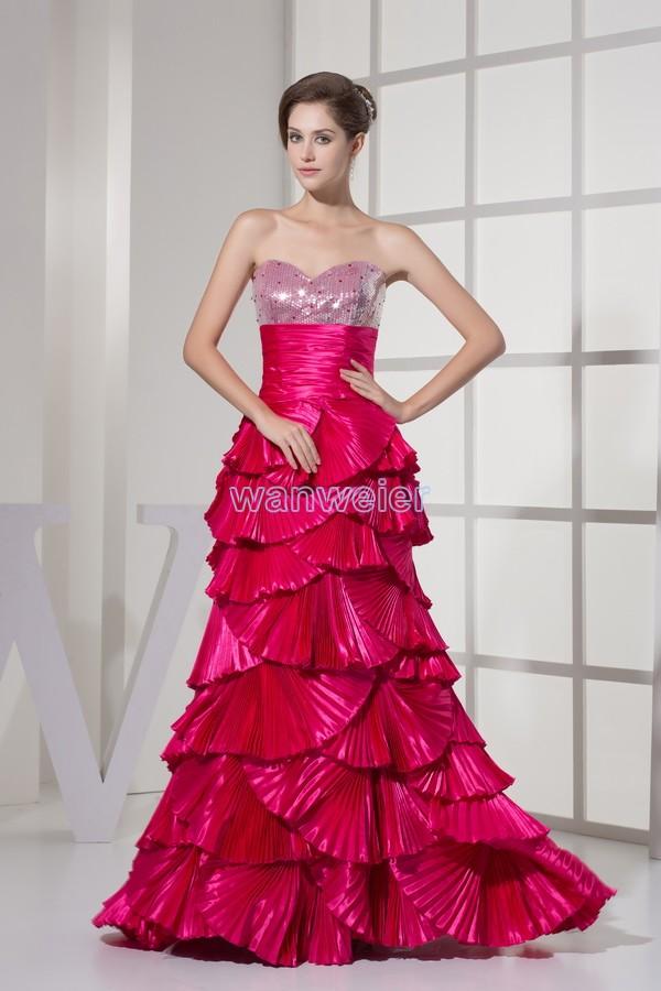 Свадьба - Find Your Floor Length Sheath Sweetheart Red Taffeta Prom Dress With Cascading Ruffles(Zj6887) Here ,Wanweier Prom Dresses - A perfect moment for you.